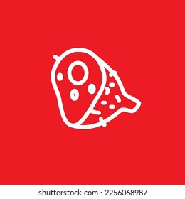 Icono de línea de carne de jamón, plantilla de recursos gráficos, ilustración vectorial.