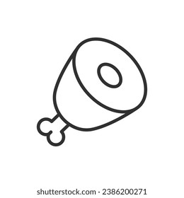 Ham. Meat on the bone, linear icon. Line with editable stroke
