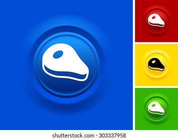 Ham on Blue Bevel Round Button