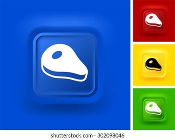 Ham on Blue Bevel Square Button
