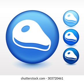 Ham on Blue Round Button