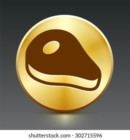 Ham on Gold Round Button