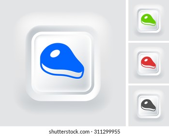 Ham on White Square Button