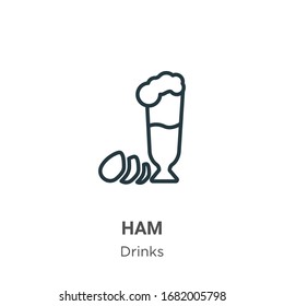 Ham outline vector icon. Thin line black ham icon, flat vector simple element illustration from editable drinks concept isolated stroke on white background