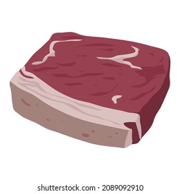 Ham, pork, steak, bacon, beef for market, restaurant. Flat style isolated