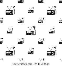 Ham Radio Icon Seamless Pattern, Amateur Radio Icon, Wireless Radio Frequency Message Exchange Vector Art Illustration