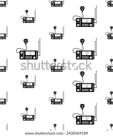 Ham Radio Icon Seamless Pattern, Amateur Radio Icon, Wireless Radio Frequency Message Exchange Vector Art Illustration
