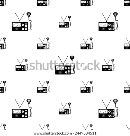 Ham Radio Icon Seamless Pattern, Amateur Radio Icon, Wireless Radio Frequency Message Exchange Vector Art Illustration