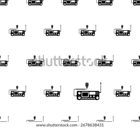 Ham Radio Icon Seamless Pattern, Amateur Radio Icon, Wireless Radio Frequency Message Exchange Vector Art Illustration