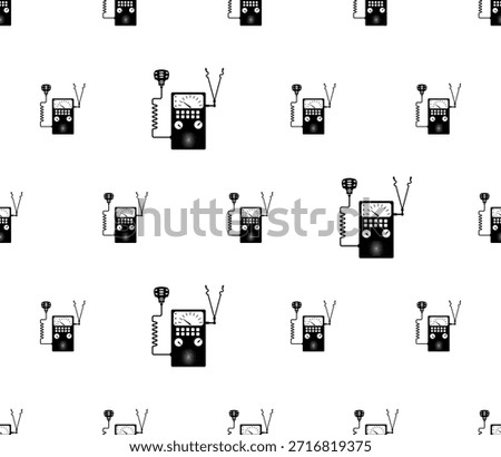 Ham Radio Icon Seamless Pattern, Amateur Radio Icon, Wireless Radio Frequency Message Exchange Vector Art Illustration