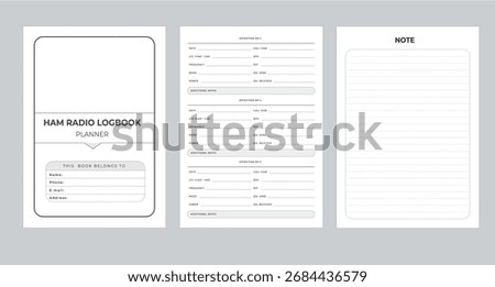 Ham Radio Logbook Planner Kdp Interior printable template Design