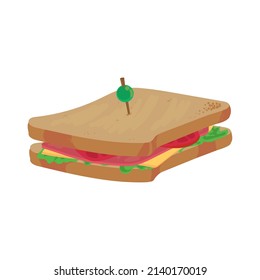 diseño de sandwich de jamón sobre blanco
