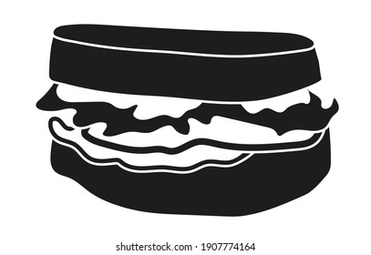Ham sandwich flat vector icon for apps and websites