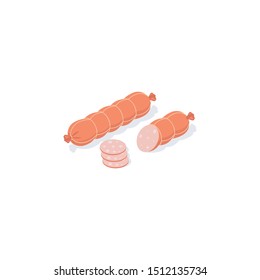 Ham sausage vector 3d isometric, color web icons set, new flat style. Creative illustration design, idea for infographics.