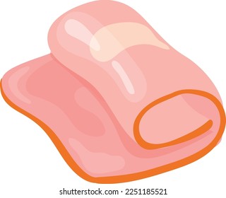 Ham slice cartoon icon. Meat delicacy product isolated on white background