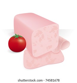 Ham and ham slices vector illustration