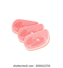 Ham slices. Vector illustration cartoon flat icon isolated on white background.