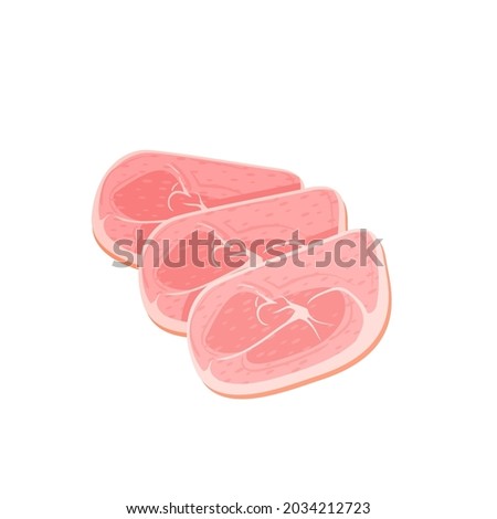 Ham slices. Vector illustration cartoon flat icon isolated on white background.