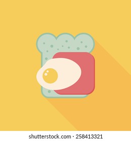 Ham toast flat icon with long shadow,eps10