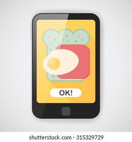 Ham toast flat icon with long shadow,eps10