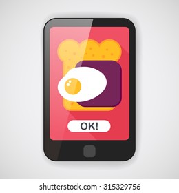 Ham toast flat icon with long shadow,eps10