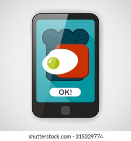 Ham toast flat icon with long shadow,eps10
