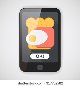 Ham toast flat icon with long shadow,eps10