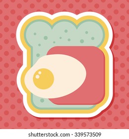 Ham toast flat icon with long shadow,eps10