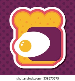 Ham toast flat icon with long shadow,eps10