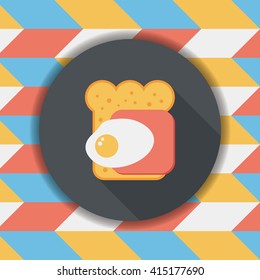 Ham toast flat icon with long shadow,eps10