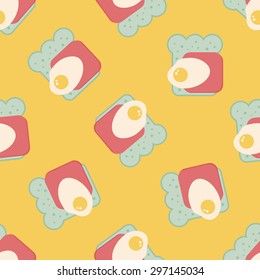 Ham toast flat icon,eps10 seamless pattern background