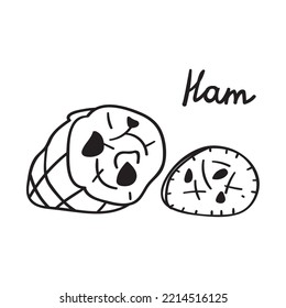 Jamón. Ilustración vectorial. Esquema de diseño gráfico sobre fondo blanco.