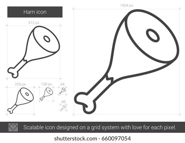 Ham vector line icon isolated on white background. Ham line icon for infographic, website or app. Scalable icon designed on a grid system.