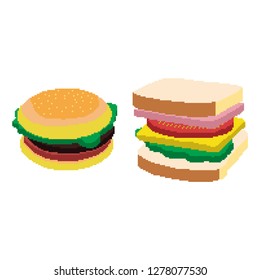 Ham and vegetable sandvich illustration