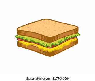 Ham and vegetable sandwich illustration