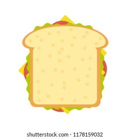 Ham and vegetable sandwich. Stock flat vector illustration.