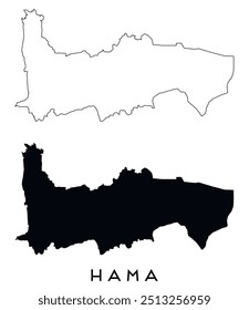 Hama mapa contorno e preto silhueta vetor