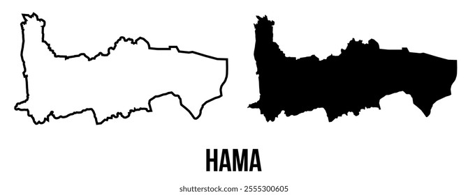 Hama Syria map outline and black silhouette vector