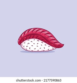 Hamachi sushi. Japanese traditional food icon. Isolated vector illustration.