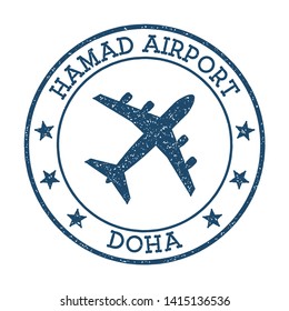 Hamad Airport Doha logo. Airport stamp vector illustration. Doha aerodrome.