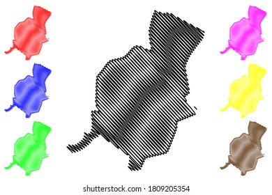 Hamadan City (Islamic Republic of Iran, Persia, Hamadan Province) map vector illustration, scribble sketch City of Hamedan map