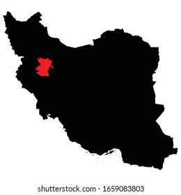 Hamadan province highlighted on Iran map Vector EPS 10