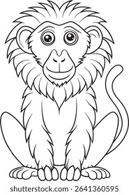 Hamadryas baboon coloring page featuring a cute monkey for wildlife educational fun