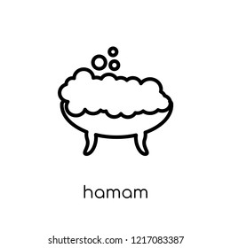 Hamam icon. Trendy modern flat linear vector Hamam icon on white background from thin line sauna collection, editable outline stroke vector illustration