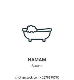 Hamam outline vector icon. Thin line black hamam icon, flat vector simple element illustration from editable sauna concept isolated stroke on white background