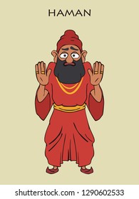 Haman From The Book Of Esther, Funny Vector Cartoon Portrait