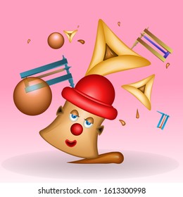 Haman ears, with a clown and a Purim holiday noise