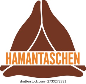 Ilustración vectorial de diseño de tipografía de galletas Hamantaschen para la comida tradicional del festival judío Purim y dulce sobre fondo transparente.