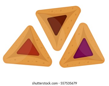 Hamantaschen icon. Flat style, isolated on white background. Vector illustration, clip art