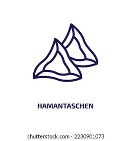 hamantaschen icon from religion collection. Thin linear hamantaschen, happy, purim outline icon isolated on white background. Line vector hamantaschen sign, symbol for web and mobile